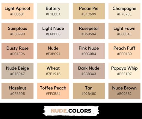 nude colors names|Shades of Nude Color